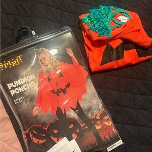 Spirit Kids Pumpkin Poncho Costume - Orange and Green